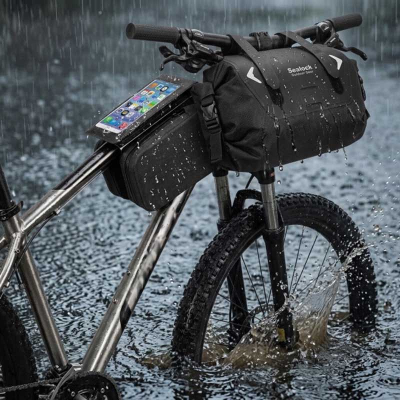 वॉटरप्रूफ बाइक बॅग — RF वेल्डेड, IPX6 | OEM, MOQ 200